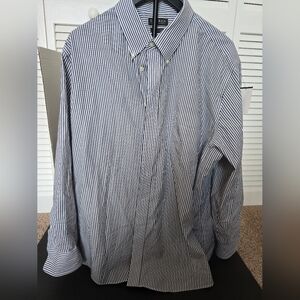 Lauren Ralph Lauren Button Down Blue and White Shirt Striped Men's Sz 18 1/2 34/